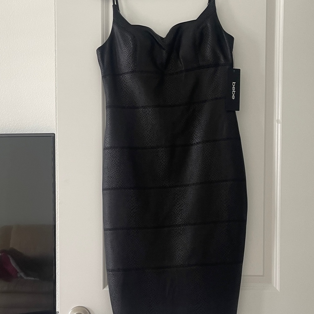 Bebe Black Textured Midi Dress